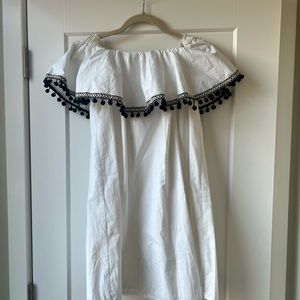 Bloomingdales Off the Shoulder Pom Pom Dress - Aqua Size M - PERFECT FOR BRIDE